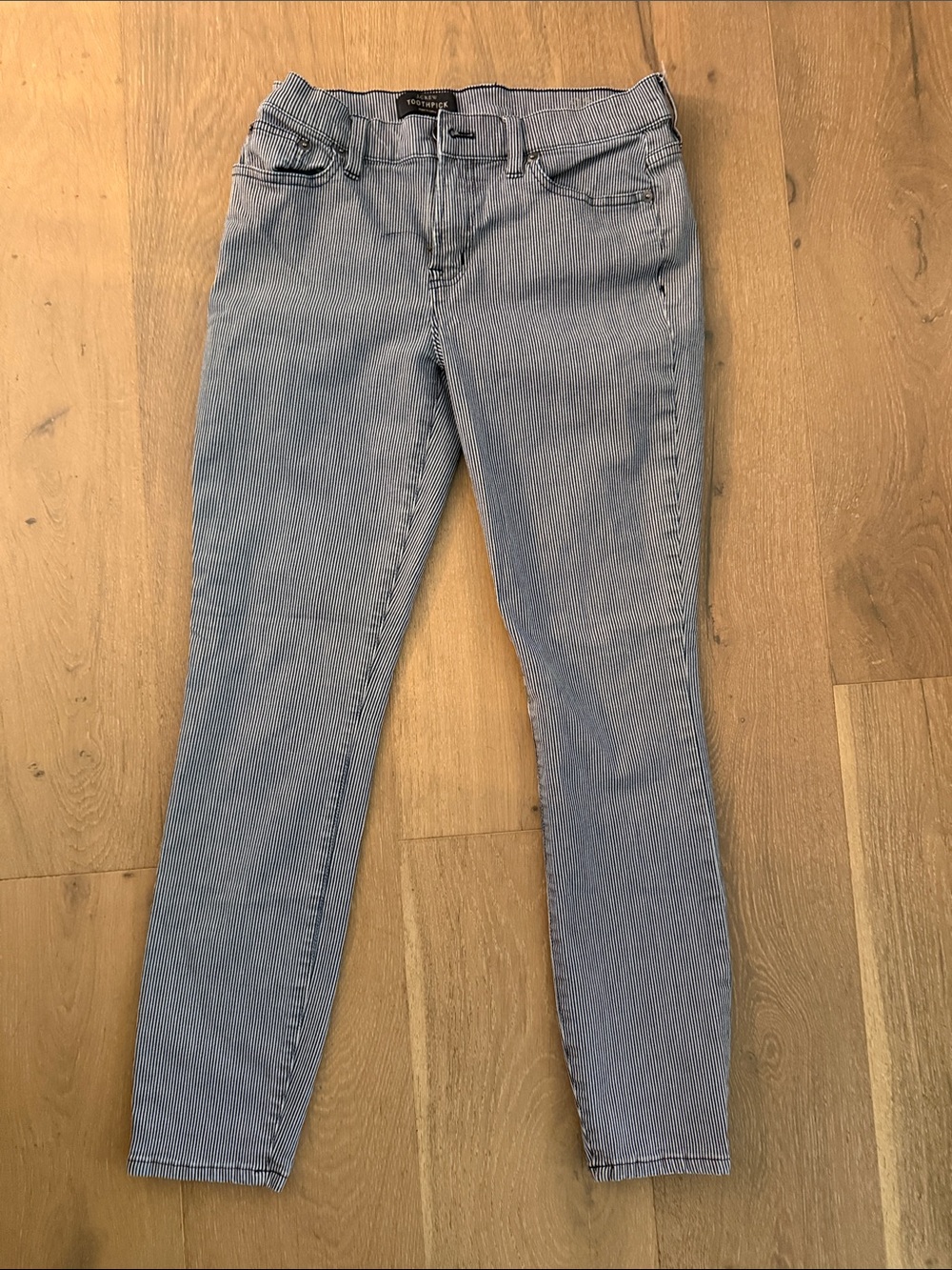 J. Crew Navy Blue Pinstripe Skinny Jeans, Size 27
